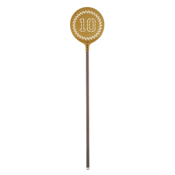 Cerutti 10 perforált pizzalapát kerek, 36 cm, 150 cm nyél, barna
