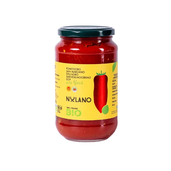 Nolano bio San Marzano DOP hámozott paradicsom bazsalikommal 580 ml